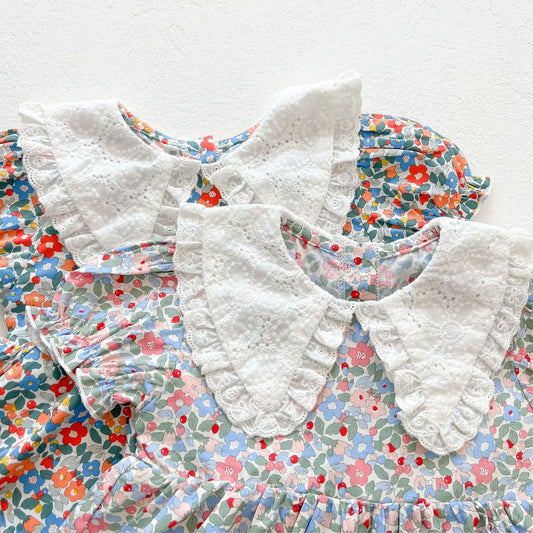 Baby Girls Little Floral Print Lovely Collar Dress Onesies