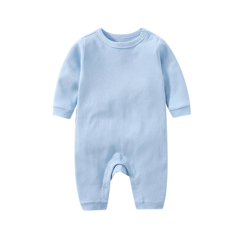 Baby Solid Color Long Sleeve Soft Cotton Rompers Home Clothes