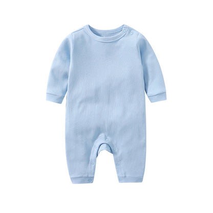 Baby Solid Color Long Sleeve Soft Cotton Rompers Home Clothes