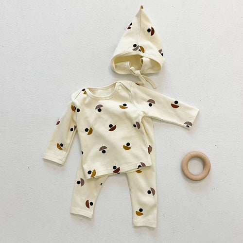 Baby Girls Moon Print Stylish Top Combo Long Pants In Sets