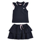 Baby Girl Heart Embroidered Pattern Polo-Neck Shirt And Layered Solid