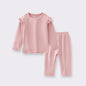 Baby Frill Trimmed Design Solid Color Clothes Sets Pajamas