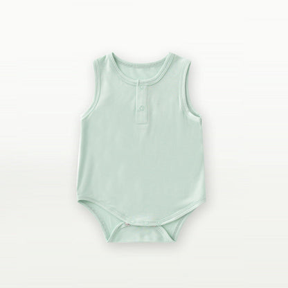 Baby Unisex Solid Color Sleeveless Summer Onesies