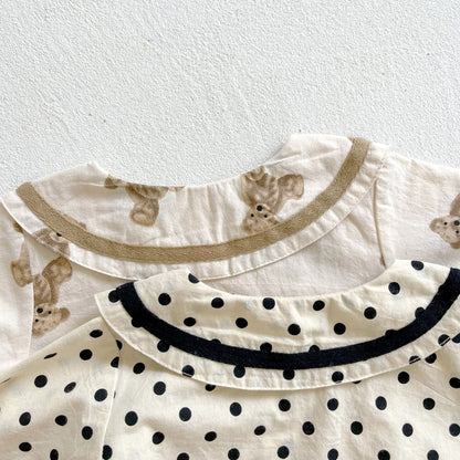 Baby Dot & Bear Graphic Long Sleeve Onesies In Autumn Outfits