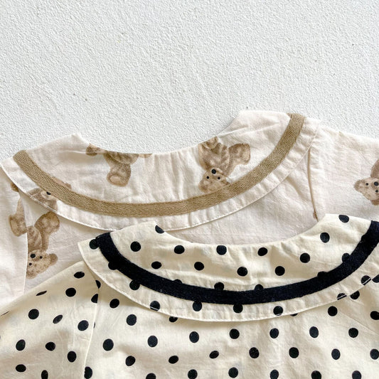 Baby Dot & Bear Graphic Long Sleeve Onesies In Autumn Outfits