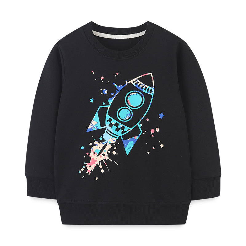 Baby Boy Cartoon Pattern Long Sleeve Western Style Terry Hoodie