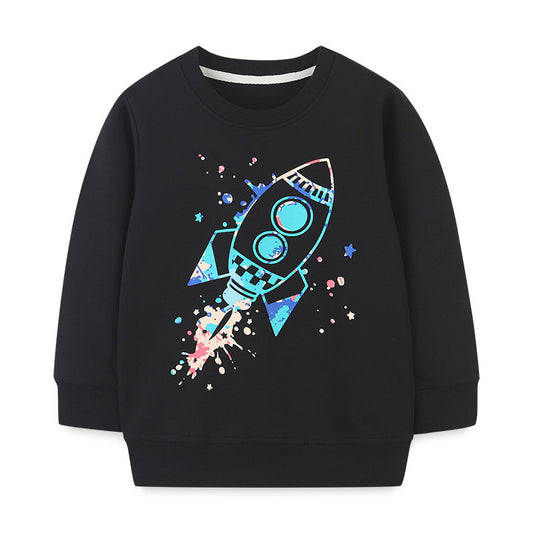 Baby Boy Cartoon Pattern Long Sleeve Western Style Terry Hoodie