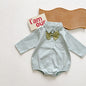 Baby Boy Solid Color & Bear Print Shirt Single Breasted Design