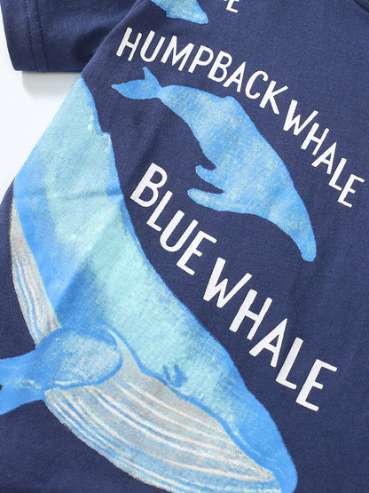 Baby And Kids Boys Whale Cartoon Short Sleeves Top And Shorts Casual