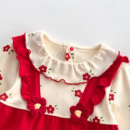 Patched Design Floral Pattern Festival Romper