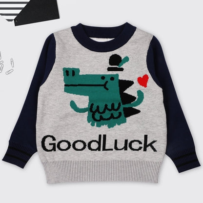Baby Boy Cartoon Dinosaur Graphic ColorBlock Sleeves Design Fashion