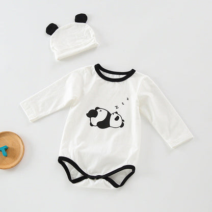 Baby 1pcs Cartoon Graphic Soft Cotton Long Sleeves Bodysuit With Hats