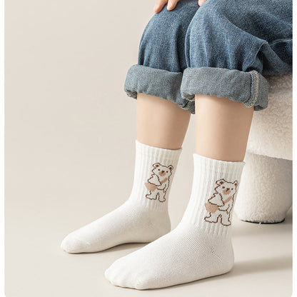 Kids Unisex Breathable Comfy Brown Bear Series Cartoon Pattern Socks