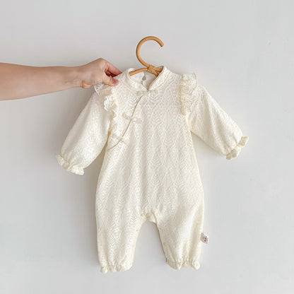 Solid Color Chinese Style Princess Newborn Romper