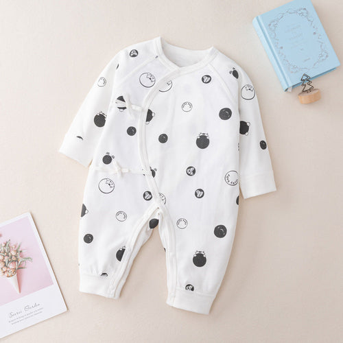 Baby Animal Print & Solid Color Side Belted Design Romper Jumpsuit