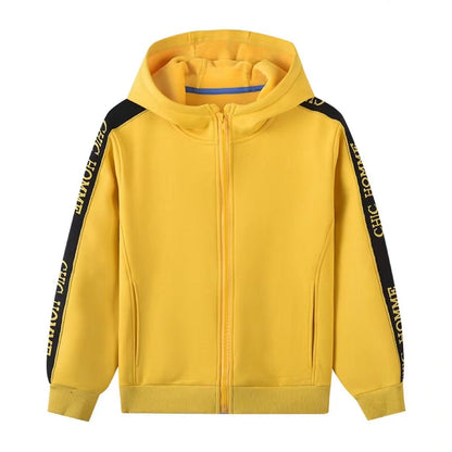 Baby Boy Slogan Printed Tape Patched Pattern Solor Color Casual Coat