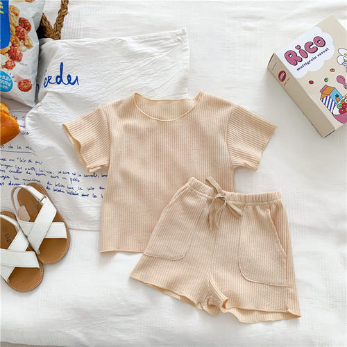 Baby Solid Color Soft Cotton Home Clothes Sets
