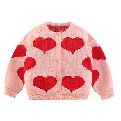 Baby Girl Heart Embroidered Pattern Long Sleeve Knitted Sweet Knitwear