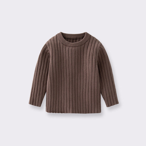 Baby Solid Color Long Sleeve O-Neck Pullover Sweater