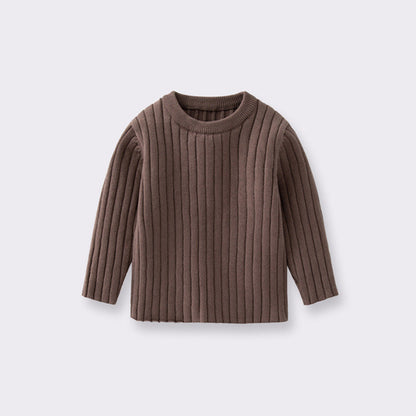 Baby Solid Color Long Sleeve O-Neck Pullover Sweater