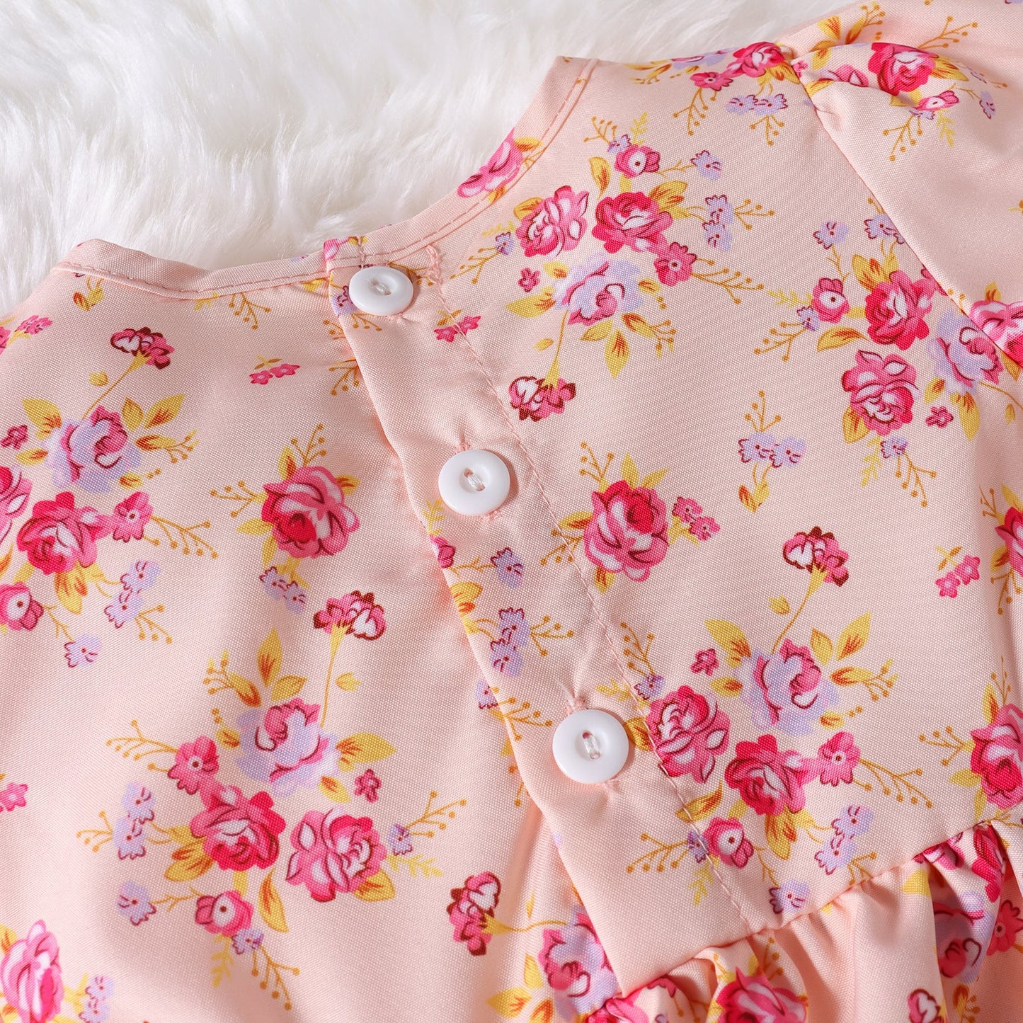 Baby Girl Flower Graphic A-Line Onesies Dress & Headband
