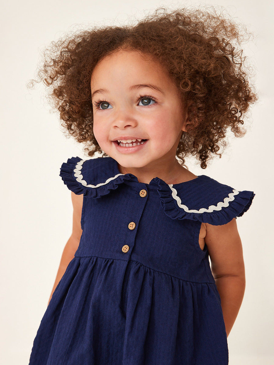 Summer Girls Sleeveless Peter Pan Collar Dress