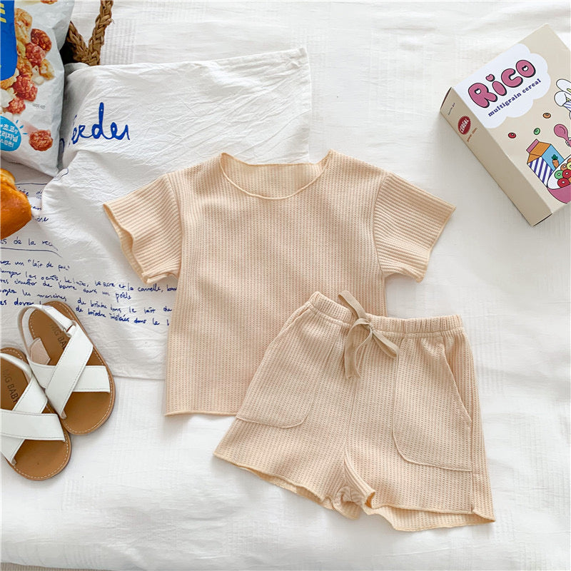 Baby Solid Color Soft Cotton Home Clothes Sets