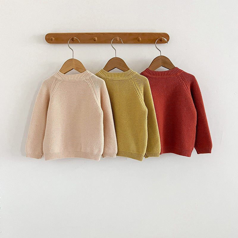Autumn Round Neck Single Breasted Knitted Cardigan