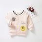 Baby Cartoon Bear Pattern Lapel Design Quilted Warm Coat