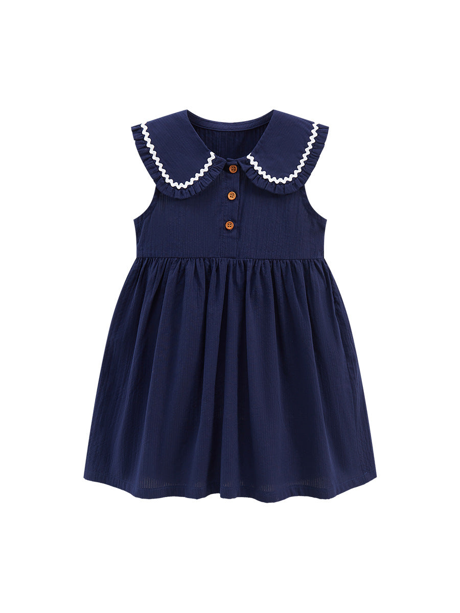 Summer Girls Sleeveless Peter Pan Collar Dress
