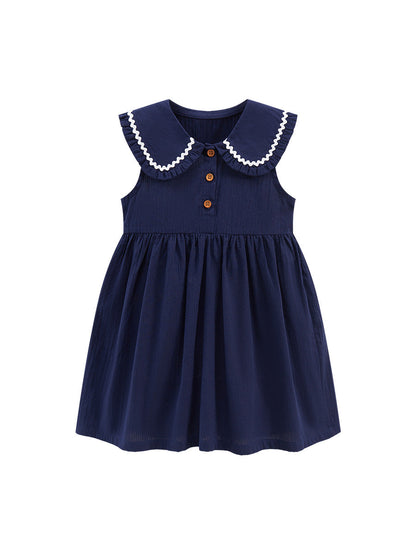 Summer Girls Sleeveless Peter Pan Collar Dress
