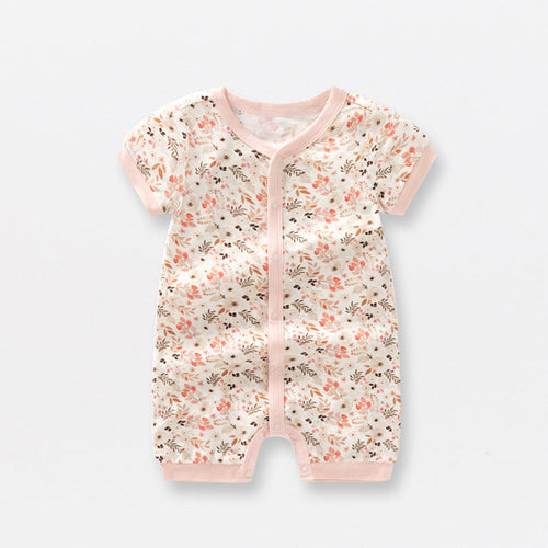 Baby Print Pattern Thin Style Short Sleeves Rompers