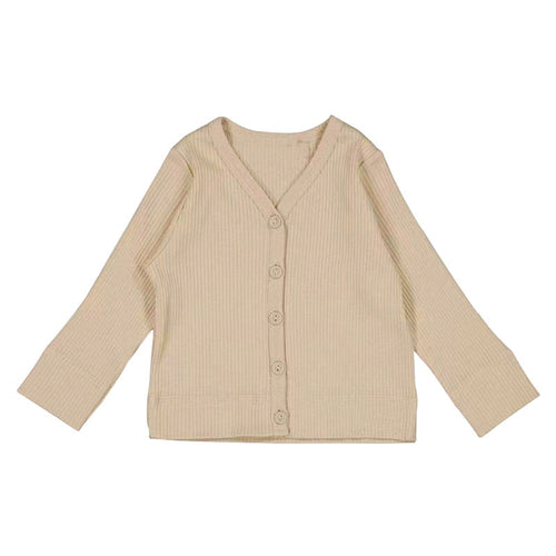 Baby Girl Solid Color Modal Cotton Pit Strip V-Neck Cardigan