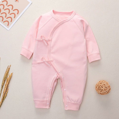 Baby Animal Print & Solid Color Side Belted Design Romper Jumpsuit