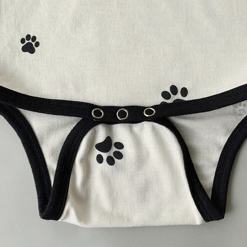 Baby 1pcs Cat Paw Pattern Kitty & Punny Shape Design Bodysuit Combo