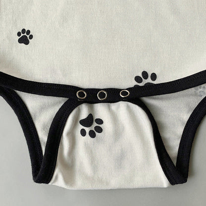 Baby 1pcs Cat Paw Pattern Kitty & Punny Shape Design Bodysuit Combo