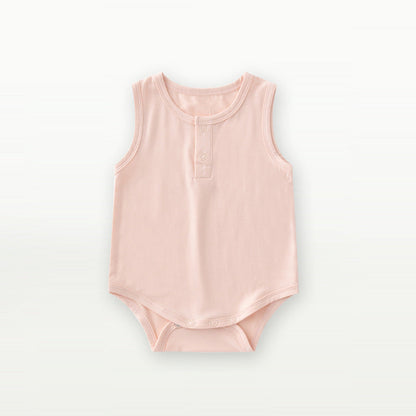 Baby Unisex Solid Color Sleeveless Summer Onesies