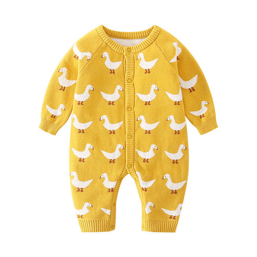 Autumn Cartoon Graphic Soft Cotton Knitted Romper
