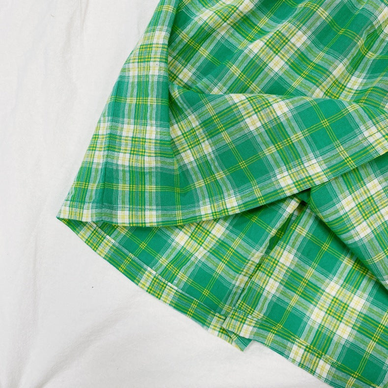 Baby Girls Plaid Pattern Pull-Sleeved Design O-Neck Long Dress In