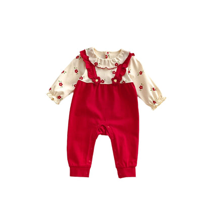 Patched Design Floral Pattern Festival Romper