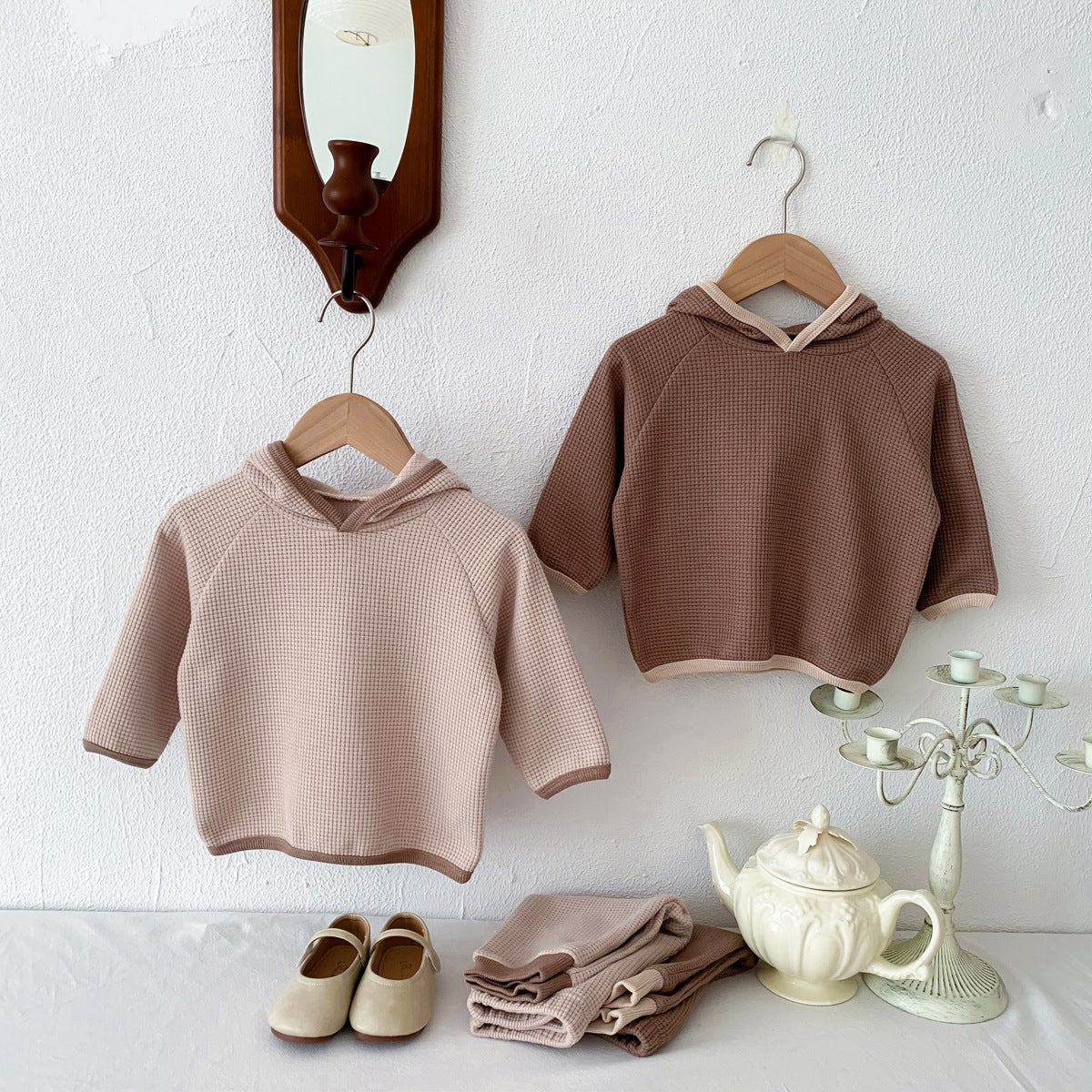 Autumn Waffle Knitted Fabric 2 Pieces Sets