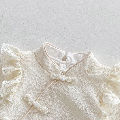 Solid Color Chinese Style Princess Newborn Romper
