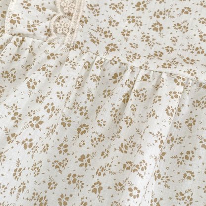 Baby Girl White Ditsy Flower Pattern Round Neck Onesies