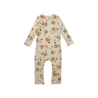 Baby Floral Print Pattern Long Sleeve Soft Cotton Jumpsuit
