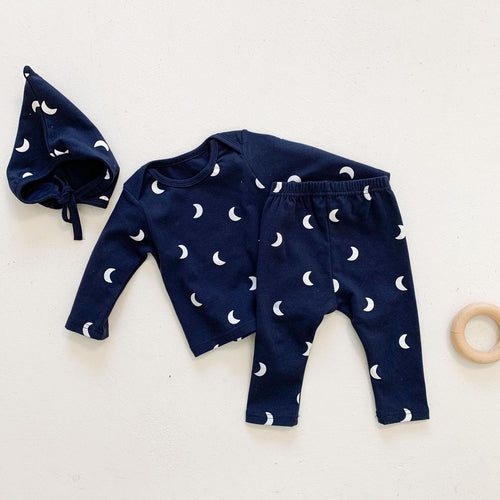 Baby Girls Moon Print Stylish Top Combo Long Pants In Sets