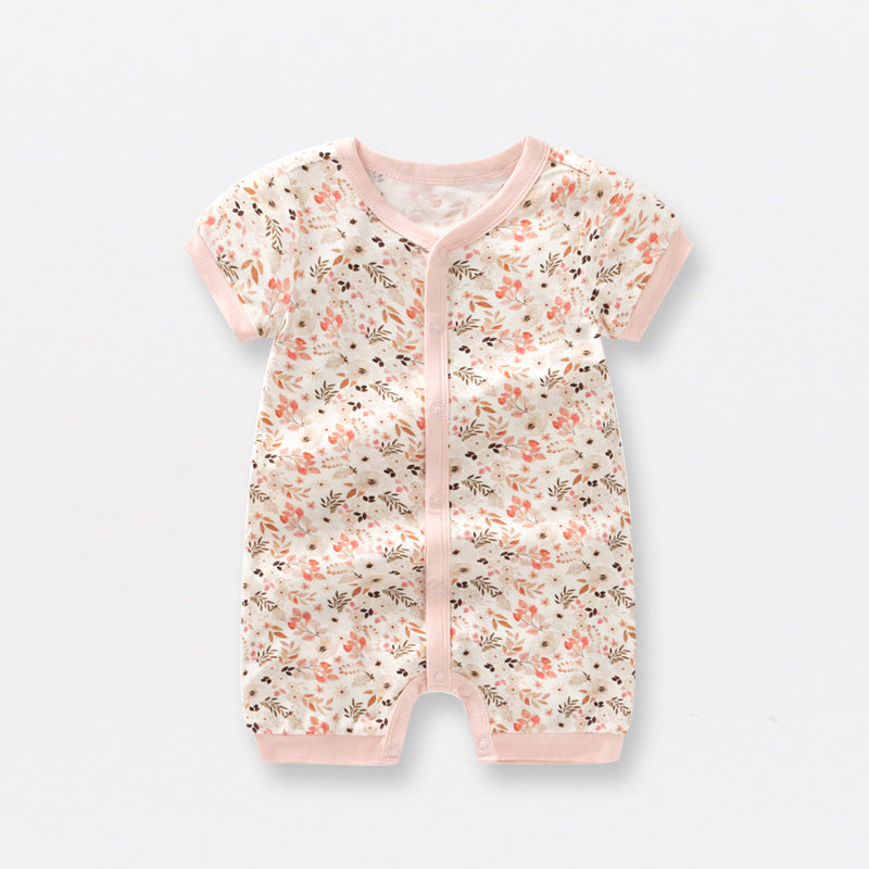 Baby Print Pattern Thin Style Short Sleeves Rompers
