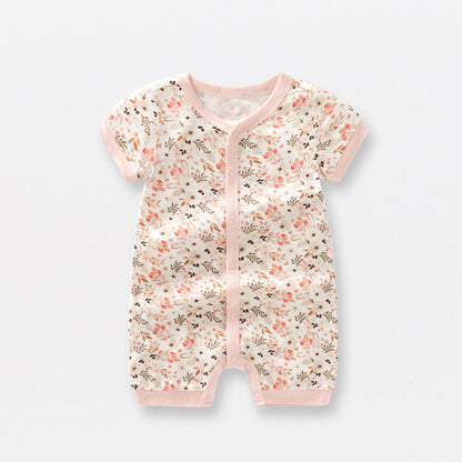 Baby Print Pattern Thin Style Short Sleeves Rompers