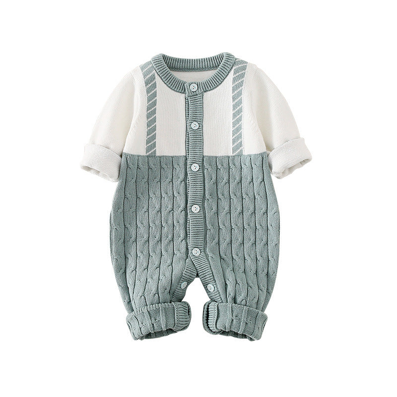 Baby 1pcs Long Sleeve Single Breasted Design Romper In Autumn