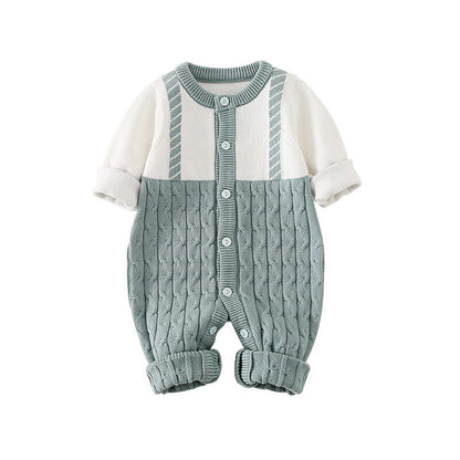 Baby 1pcs Long Sleeve Single Breasted Design Romper In Autumn