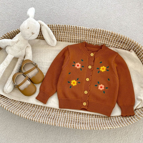 Baby Girl Flower Embroidered Design Cardigans